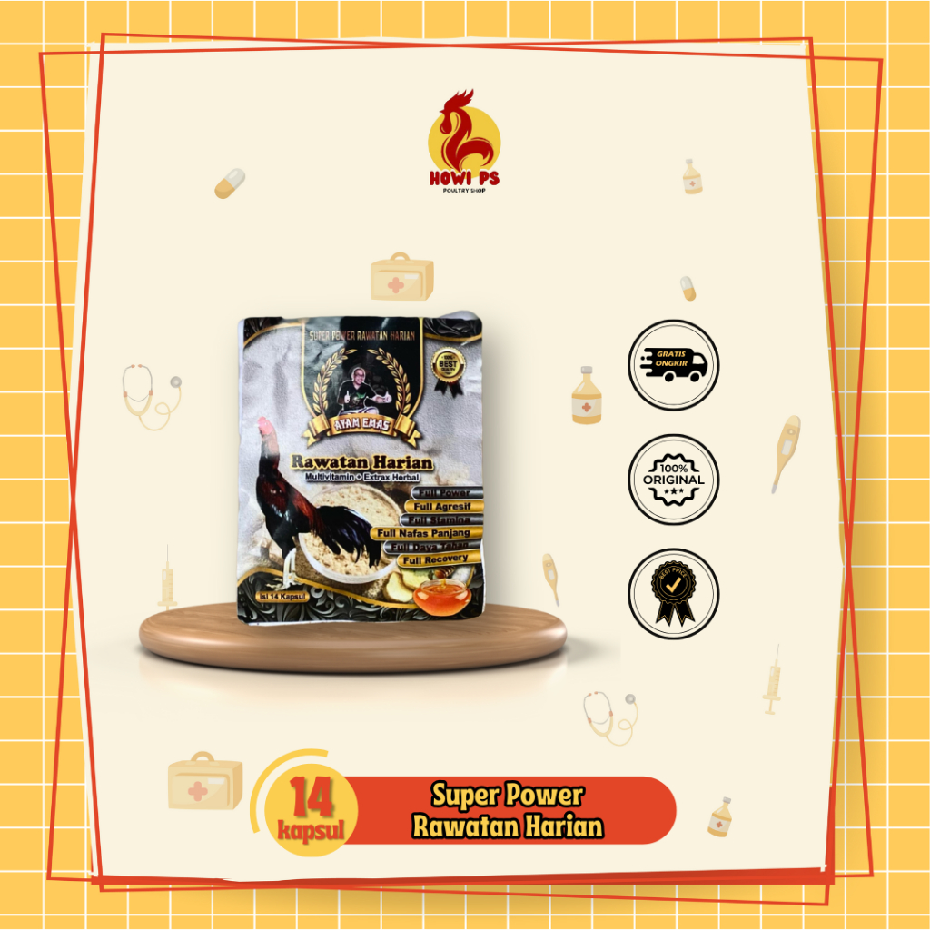 Super Power Rawatan Harian Ayam Emas Multivitamin dan Herbal Obat Ayam 14 Kapsul