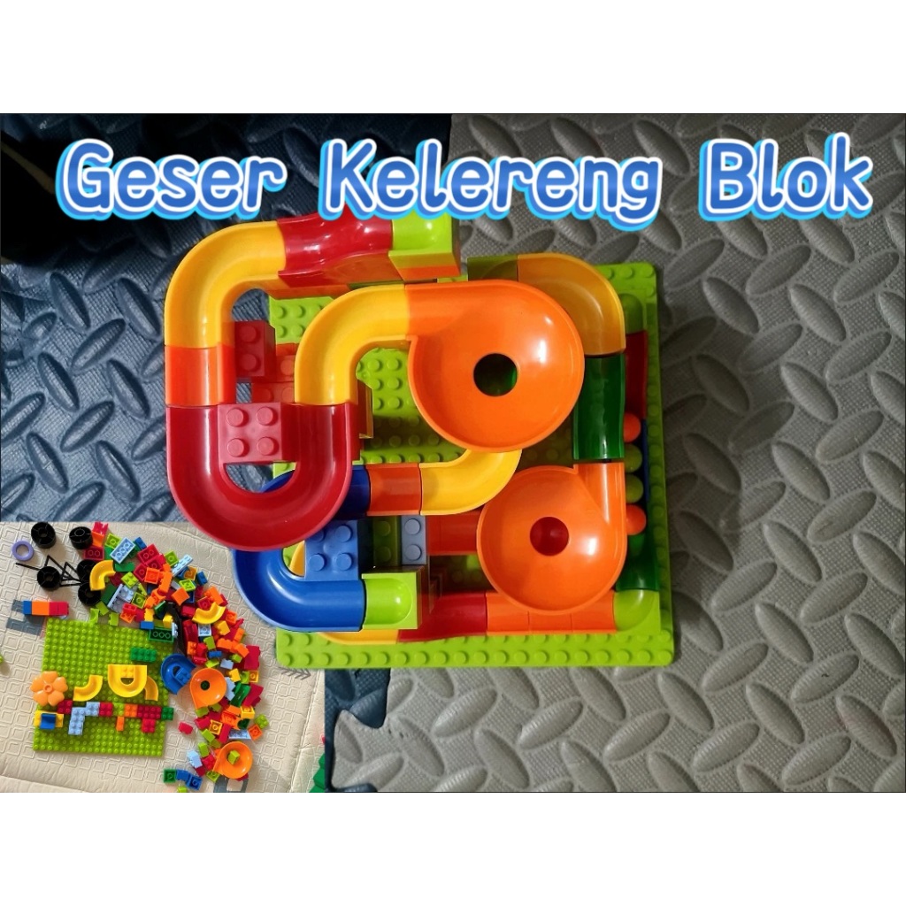 Besar ⚡ Mainan Edukasi Anak Track Maze Toy Bricks Marble Race Run Maze Geser Bola Marmer Blok Bangun