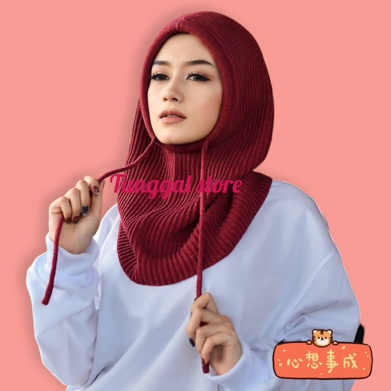 Hijab Instan Kekinian Balaclava Kerudung Instan Knit Hoodie Trending