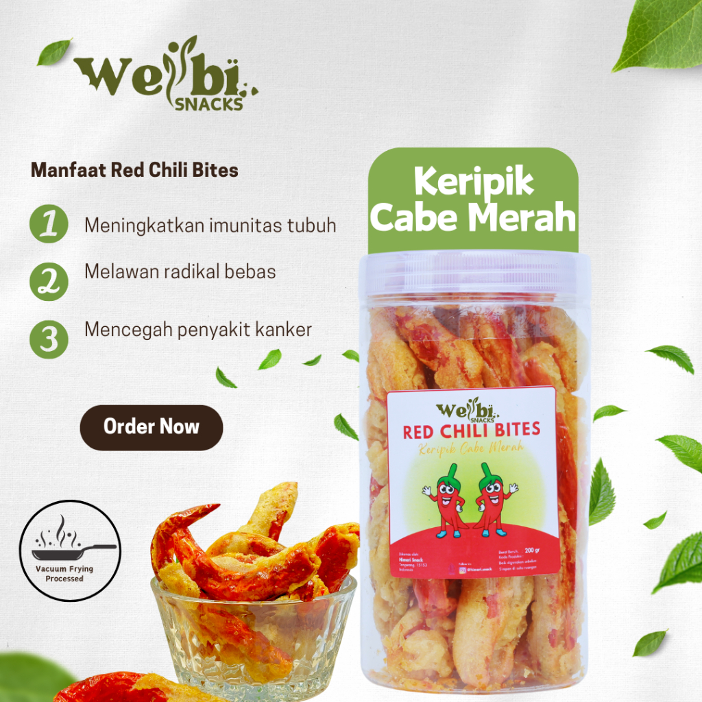 

Keripik Cabe Merah Produk Lokal Cemilan Sehat Halal Wellbi Snack Red Chili Bites