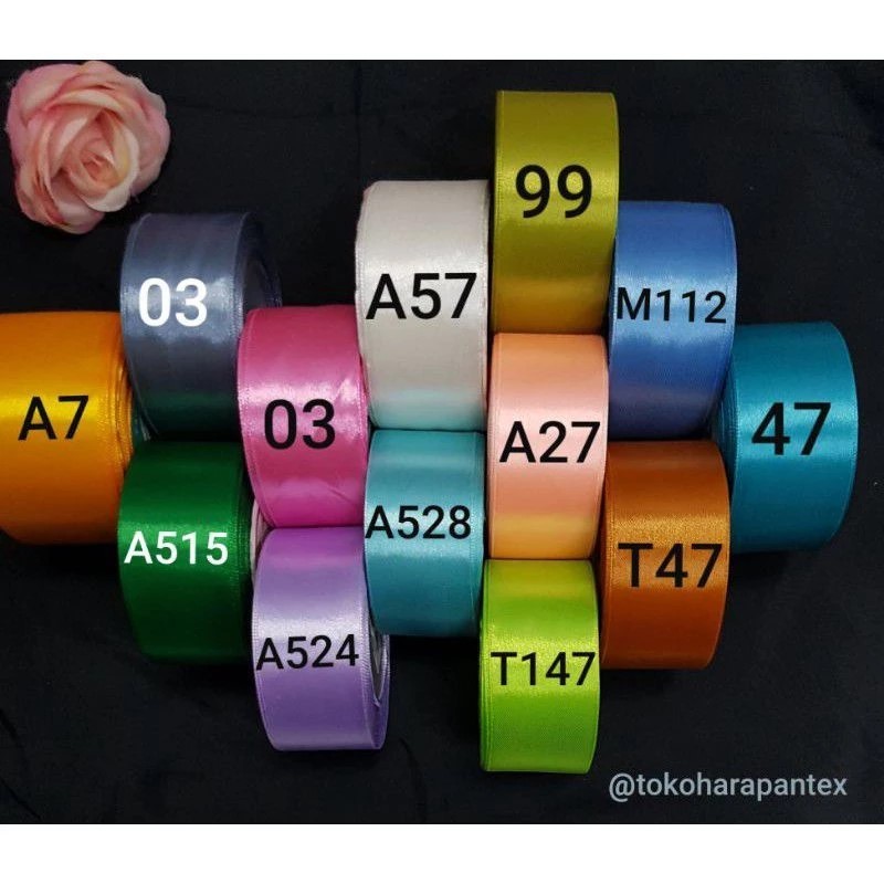 

Pita Satin Tw / Pita Kain / Pita Bunga Buket / Silk Ribbon 2 Inch (5 cm) roll isi 20 yard