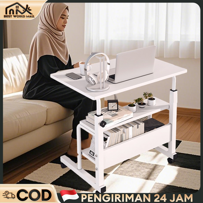 Meja Laptop Roda Meja Laptop Adjustable Meja Belajar Portable Meja Kerja Standing Meja Kantor Laptop