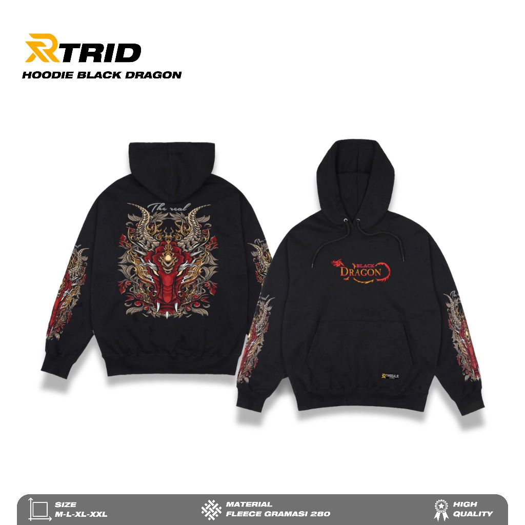 THEREAL.ID - Hoodie Black Dragon Sweatshirt Hoodie Sunmori