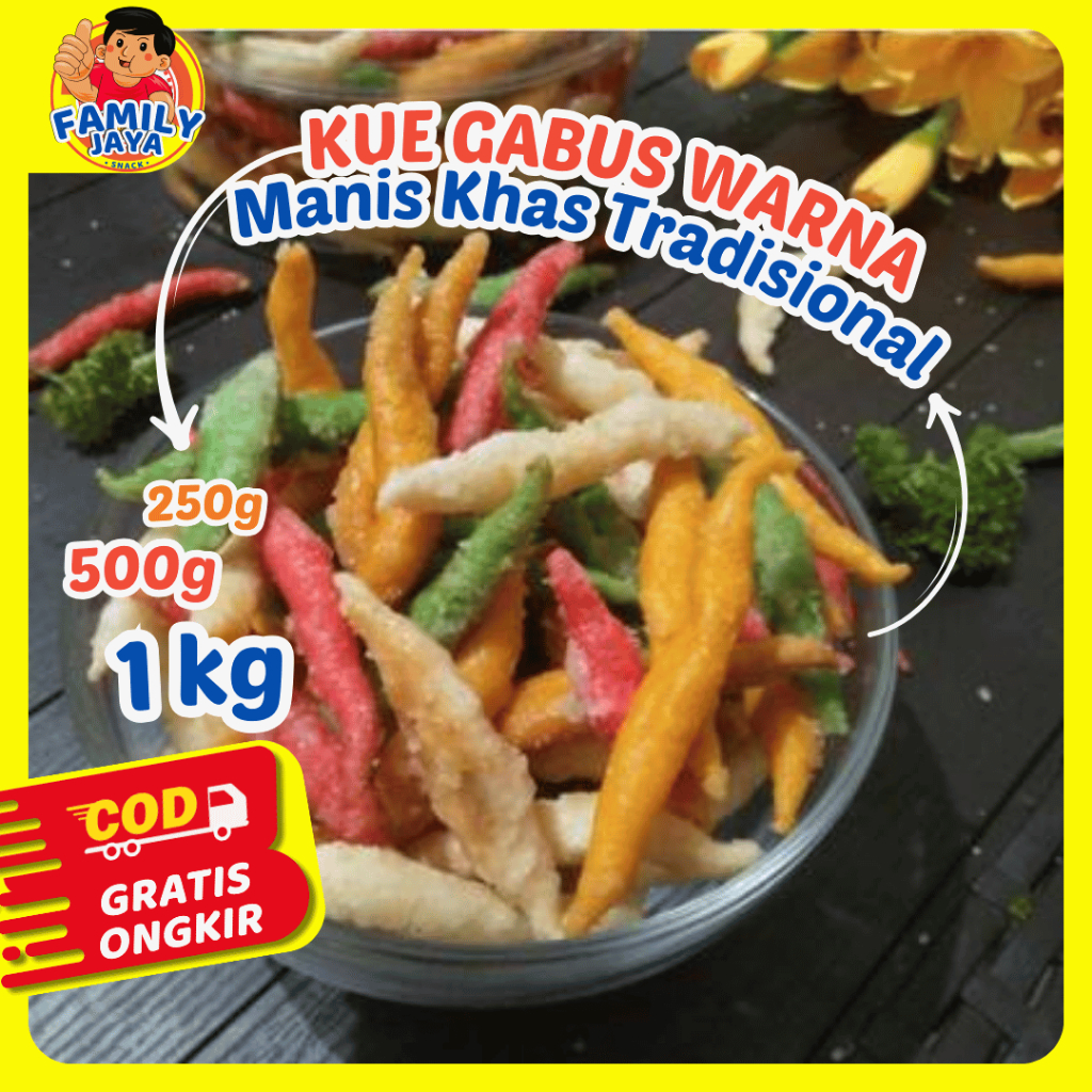 

Gabus Warna Manis Bentuk Donat & Stik Camilan Ringan Warna-Warni | 250gr 500gr 1000gr