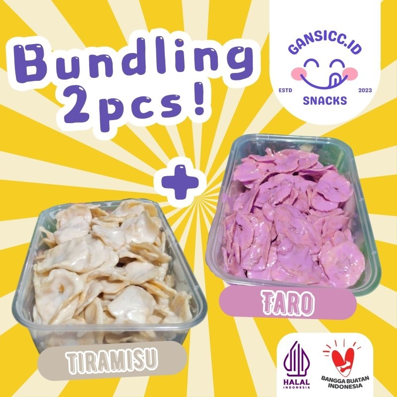 

BUNDLING 2 PCS - Keripik Pisang Coklat Lumer - Rasa Coklat Matcha Strawberry Tiramisu Taro