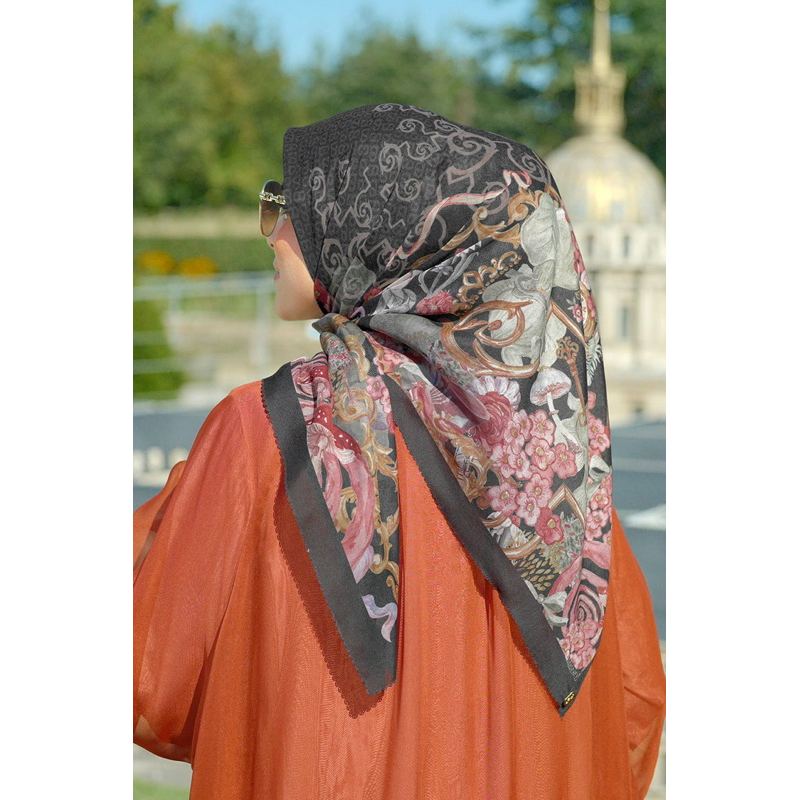 Buttonscarves Wonderland Voile Square - Caviar