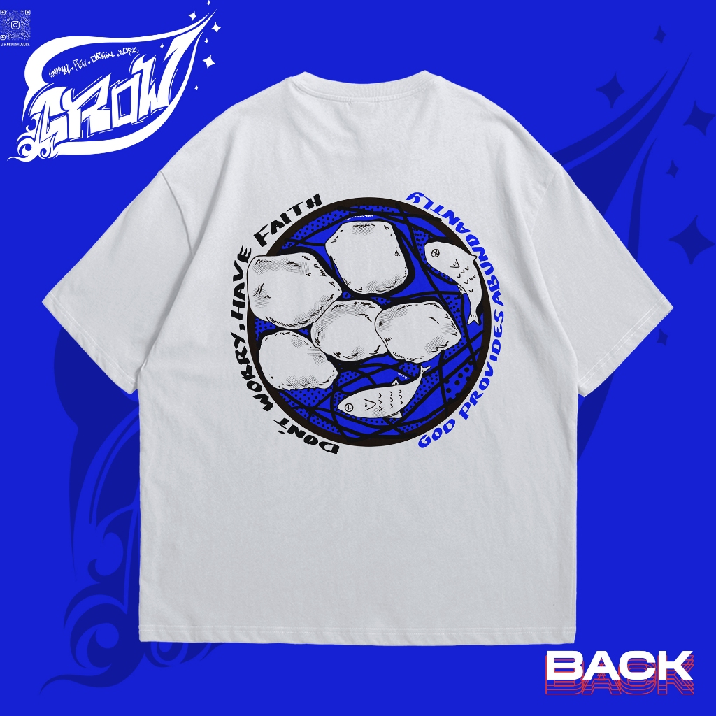 Kaos Oversize - 5 Roti & 2 ikan (Warna Putih)