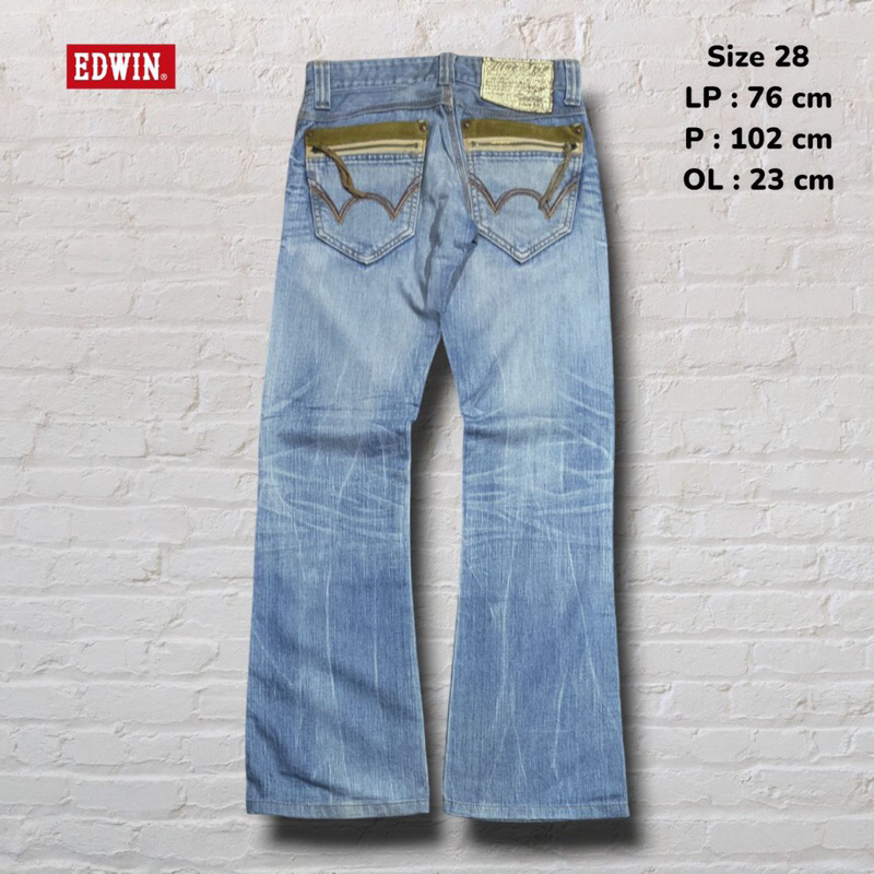 Size 28 Celana Panjang Longpants Jeans Edwin 503 Vtg Blue Washed Fading Bootcut Original Second Prel