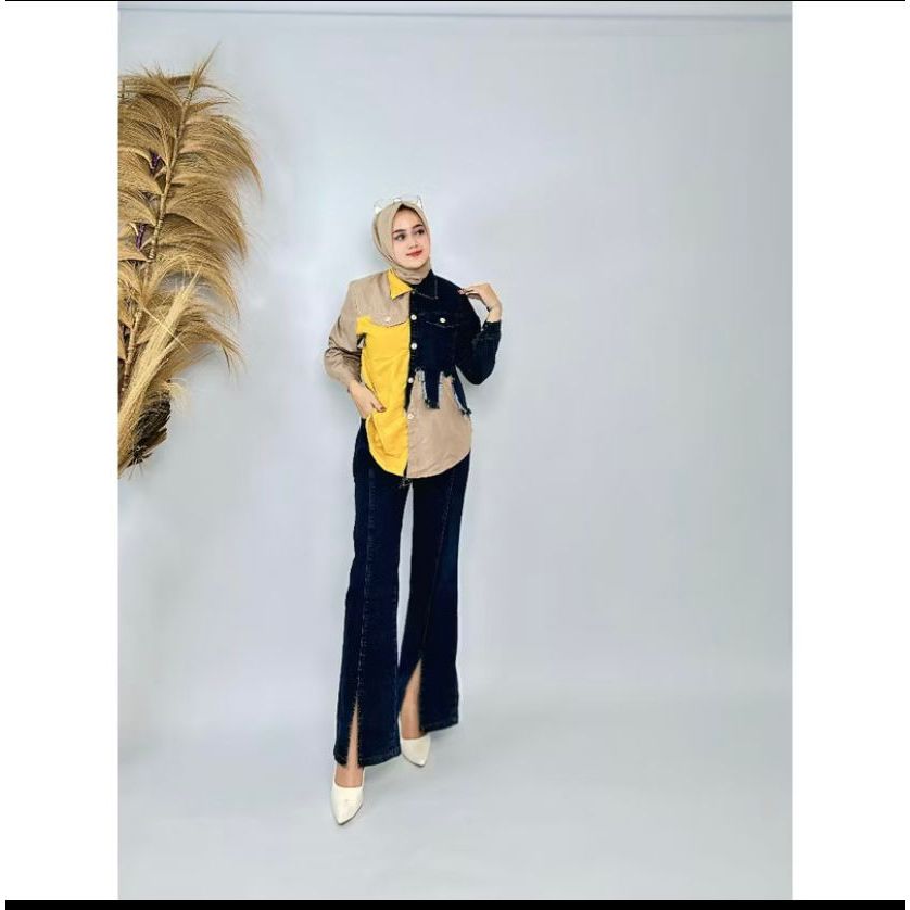 ELLA TRENDY SETELAN CELANA JEANS WASH FIKA