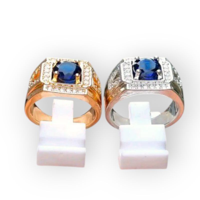 Cincin Pria Permata Blue Diamond Mewah