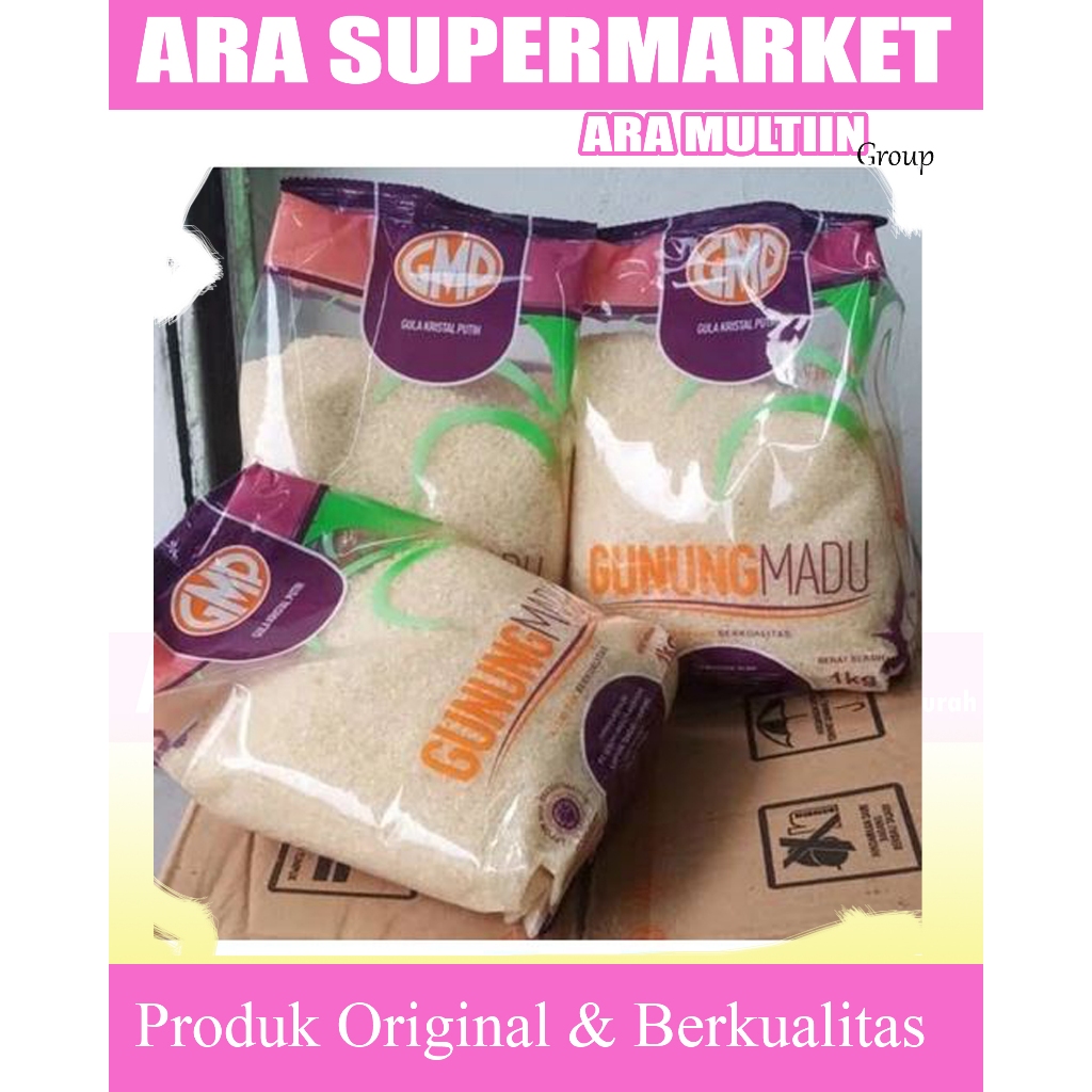

Gula Pasir 1 dus GMP Gunung Madu 1kg isi 20 pack