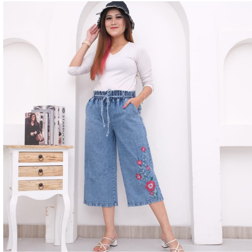 celana wanita terbaru kulot bordir terbaru kulot 7/8 celana 7/8