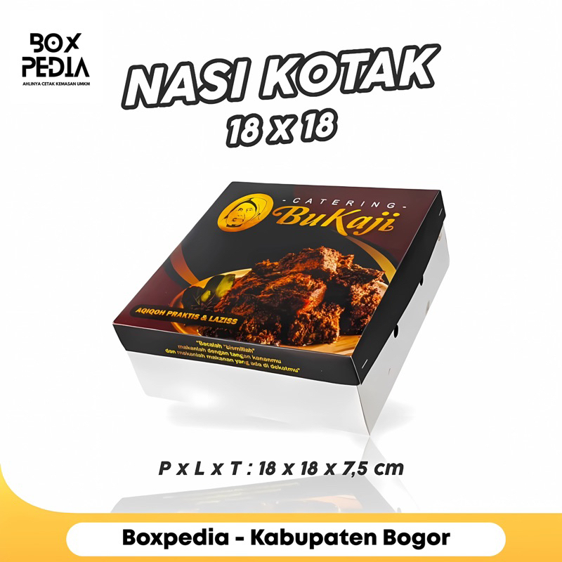 Catering Box Nasi Kotak Ukuran 18x18 Premium Full color Tutup Terpisah