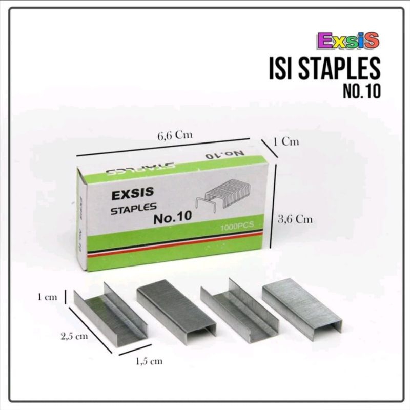 

ISI STEPLES KECIL EXIS NO 10/ 1 PAK ISI 10 KOTAK STAPLES / STAPLES KECIL MEREK EXIS / STEPLES KECIL EXIS