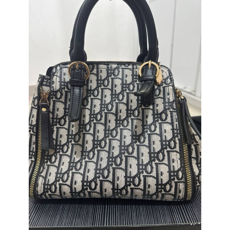 Tas Dior Oblique Monogram Elegant Black & Beige - Handbag Premium