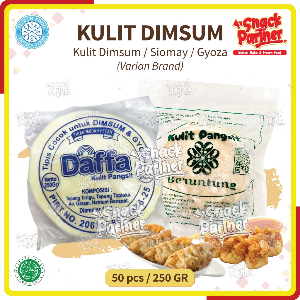 

KULIT DIMSUM 50 PCS / 250 GR - DAFFA | BERUNTUNG Diameter 9 / 10 CM - FROZEN FOOD Kulit Tipis Pangsit Gyoza Siomay Deep Fry Goreng Kukus Steam