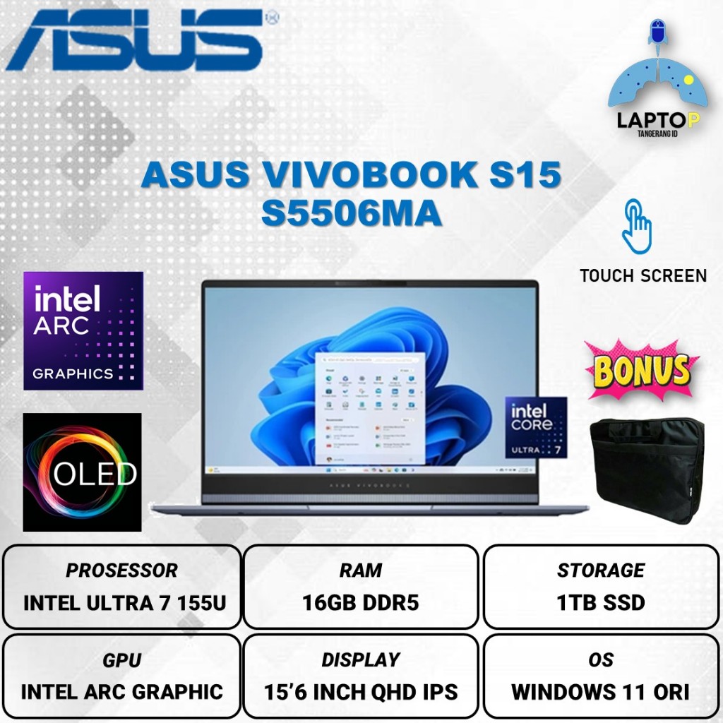 LAPTOP ASUS VIVOBOOK S15 OLED S5506MA ULTRA 7 155H 16GB 1TB W11 15.6QHD IPS 3K 120HZ