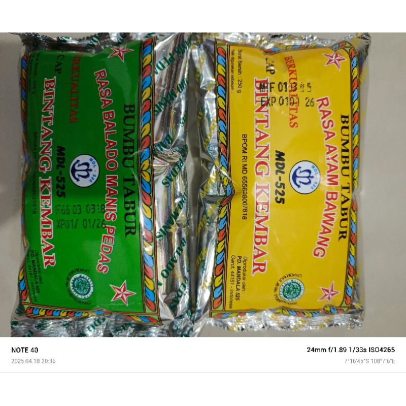 

Bumbu Atom Bintang 250g. Tersedia Rasa Ayam Bawang dan Balado