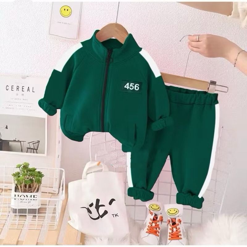 Setelan baju anak laki laki dan perempuan 1-10 tahun Setelan Jacket squid game anak laki laki dan pe