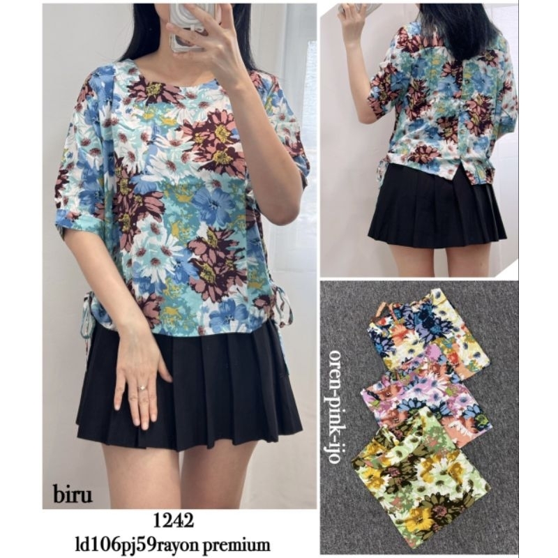MC 01242 BLOUSE MOTIF BUNGA BAHAN RAYON PREMIUM