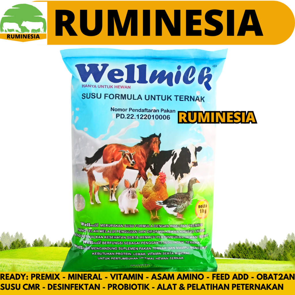 SUSU WELLMILK 1KG - Wellmilk Susu Anak Sapi Kambing Domba Hewan Pengganti Susu Induk