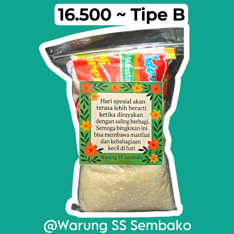 

Paket Sembako Murah Hemat Ekonomis Terjangkau Hampers Berbagi Sedekah Bingkisan Mini Gift Beras Bahan Pokok 15 ribu