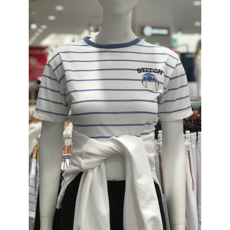 Disney T-Shirt wanita crop salur S-XL