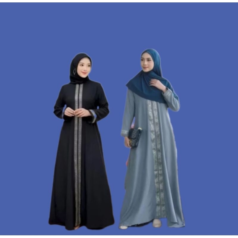 GAMIS ABAYA MADINA ARABIC STYLE renda bordir GARIS 2 GAMIS LEBARAN KEKINIAN