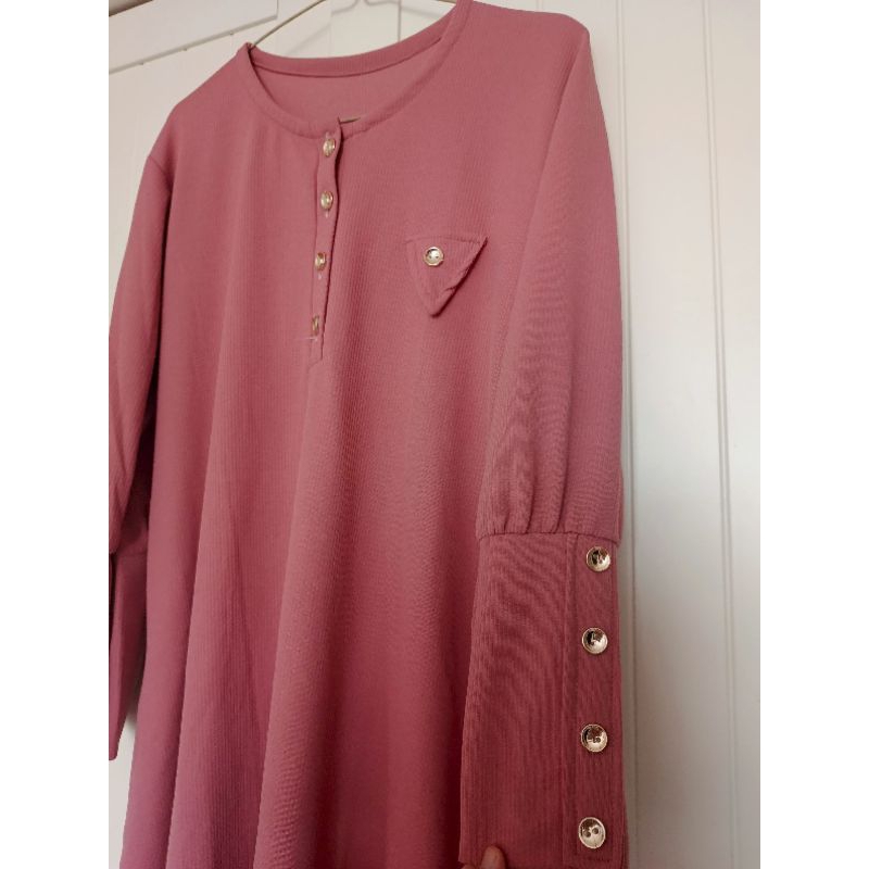 gamis abaya dress knit pink Inara preloved pl new