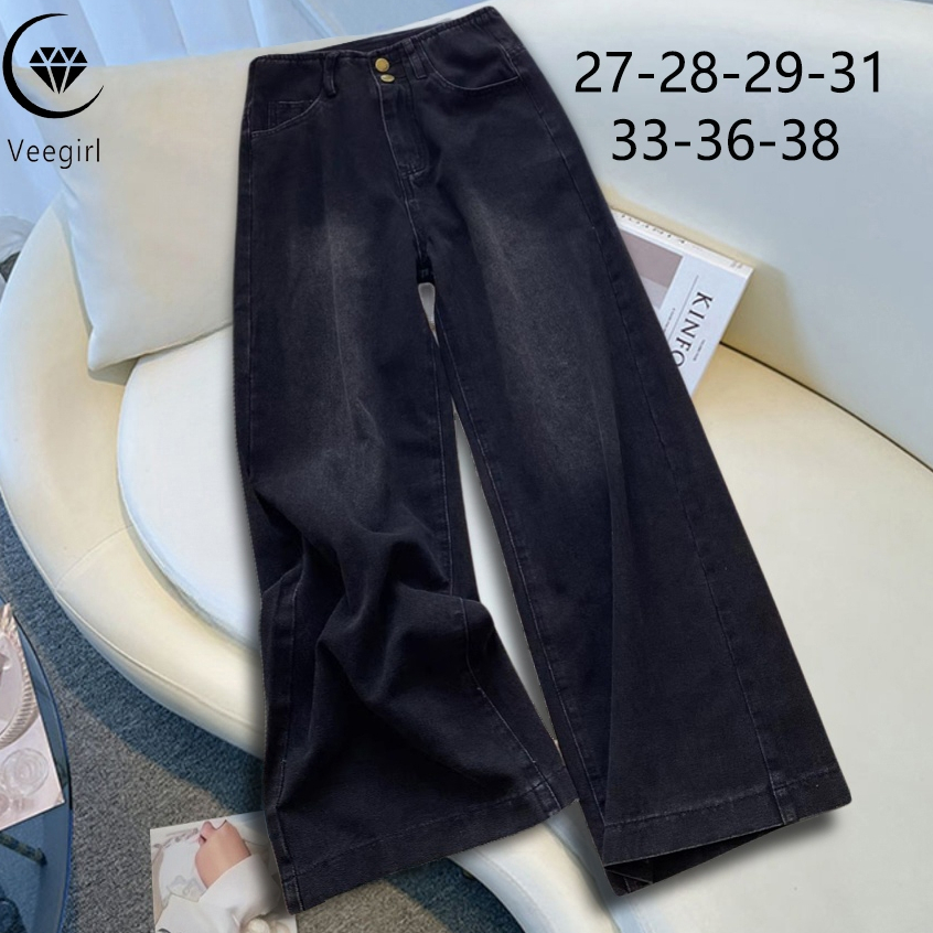 Veegirl  00550 Abu — Celana Jeans Wanita Jeans Highwaist Panjang Kulot Jumbo 5XL Celana Jeans Korean