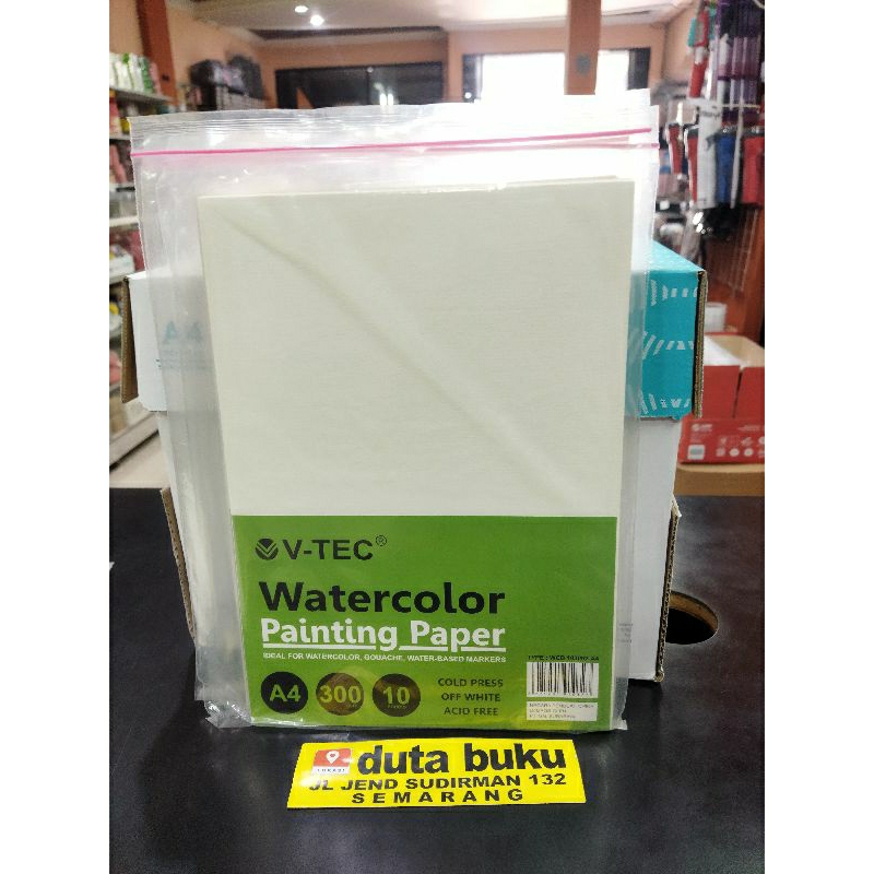 

Kertas Gambar Lukis Cat Air Watercolor / Water Colour Painting Paper V-TEC A4 300gsm Cold Press (10 lembar)