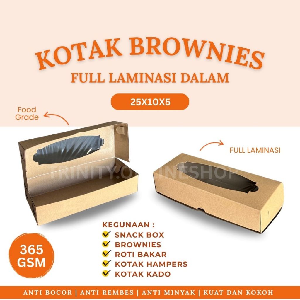 

Kotak Brownies Full Laminasi Dalam 25x10x5 | Kotak Roti Bakar | Snackbox | Kotak Hampers Laminasi