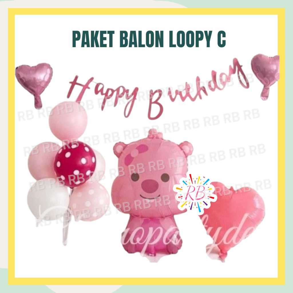 Paket Balon LOOPY PORORO C / Dekorasi Ulang Tahun Balon Pororo Loopy