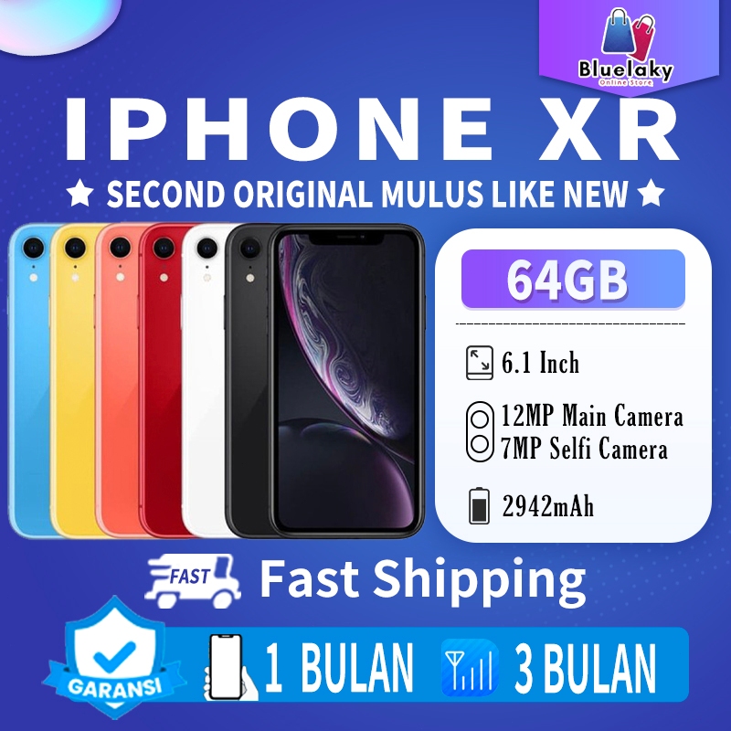 iPhone XR 64GB Second/Bekas Original100% INTER 6.1"LCD-Original Fullset Mulus Like New SmartPhone