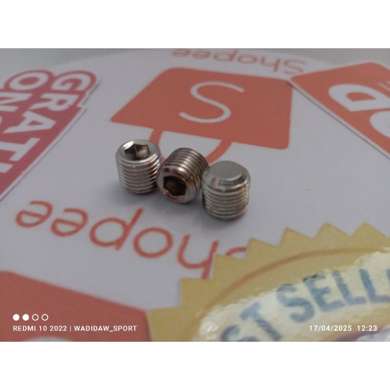 BAUT L TANAM 1 bungkus isi 3pcs.BAUT L STAINLESS.TUTUP LOBANG MANOMETER.