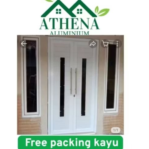 Kusen+ pintu aluminium uk, T200xL120+2 jendela aluminium uk, T150xL40, free bubble wrap+packing kayu