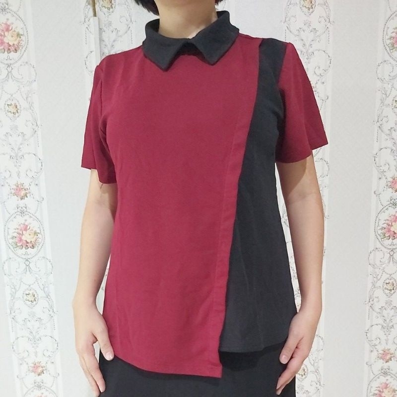 PRELOVED blus wanita merah hitam