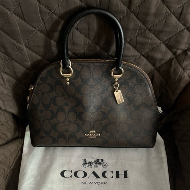 PRELOVED Bag Coach Kathy Satchel Brown Black - Original 100% - Second bag