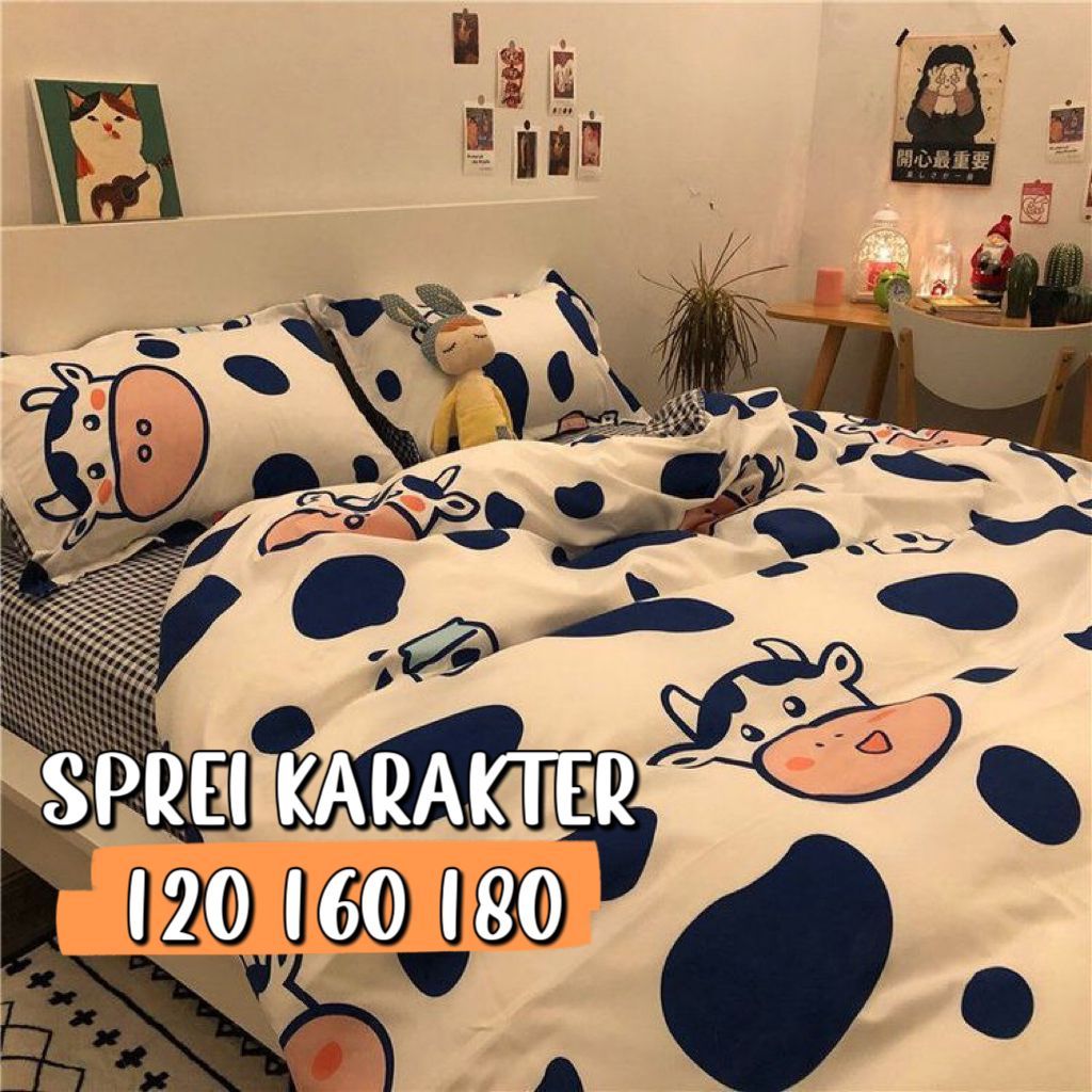 SPREI KARAKTER ANAK UK120,160,180x200 TINGGI 20 CM | SPREI HOMEMADE AESTETHIC FREE SARAN SARGUL