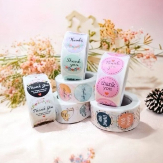 

Sticker Thank You Roll Isi 500Pcs Stiker Terima Kasih Warna Variasi Self Adhesive Seal Label Roll Sticker Thankyou 2Cm Tempelan Ucapan Terimakasih Bulat 500 Pcs Segel Order Packing Motif Bunga Love Batik Serbaguna