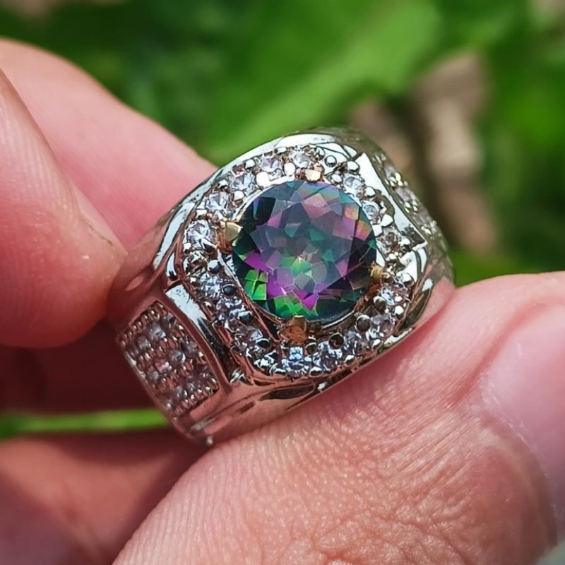 Cincin Batu Natural Mystic Quartz Size Kantoran