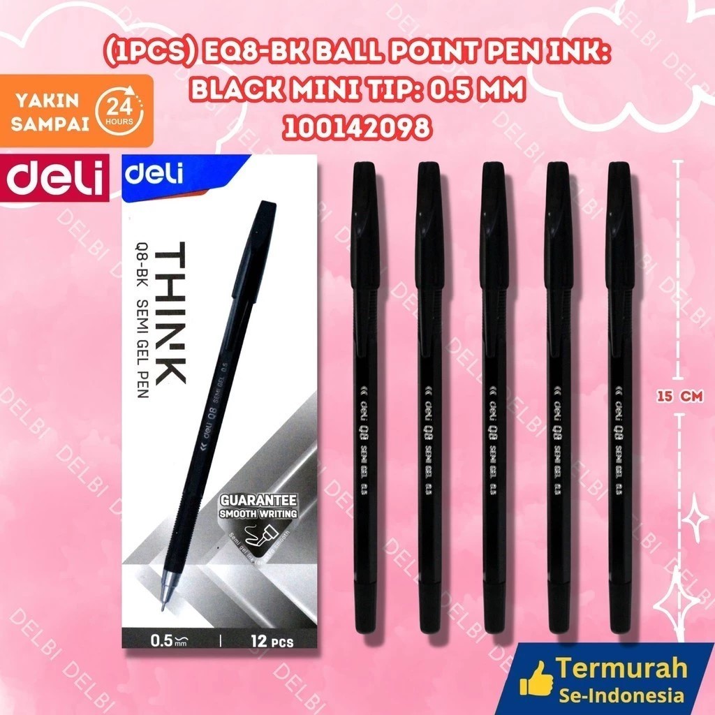 

DELI (1PCS) Q8-BK Q8-BL EQ8-RD Ball Point Pen Ink Black Blue Red Mini tip 0.5mm