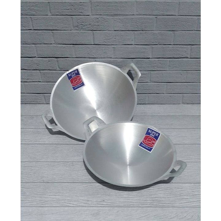 wajan stainless steel gagang kayu /kuali gagang stainless/wajan nasgor stainless gagang kayu/wajan s