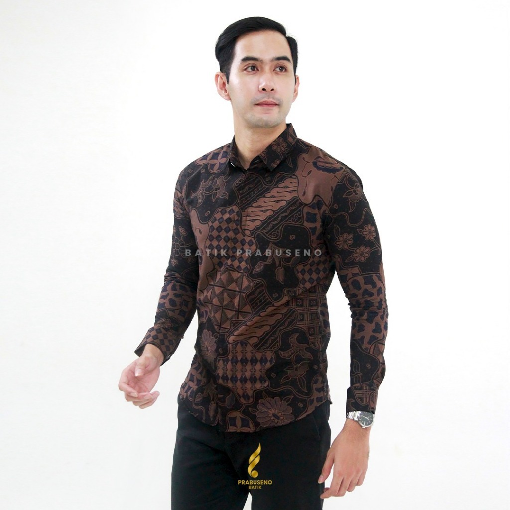 DWIPA Baju Kemaja Batik Pria Lengan Panjang Slimfit Slim Fit Original Prabuseno Official Kain Katun 