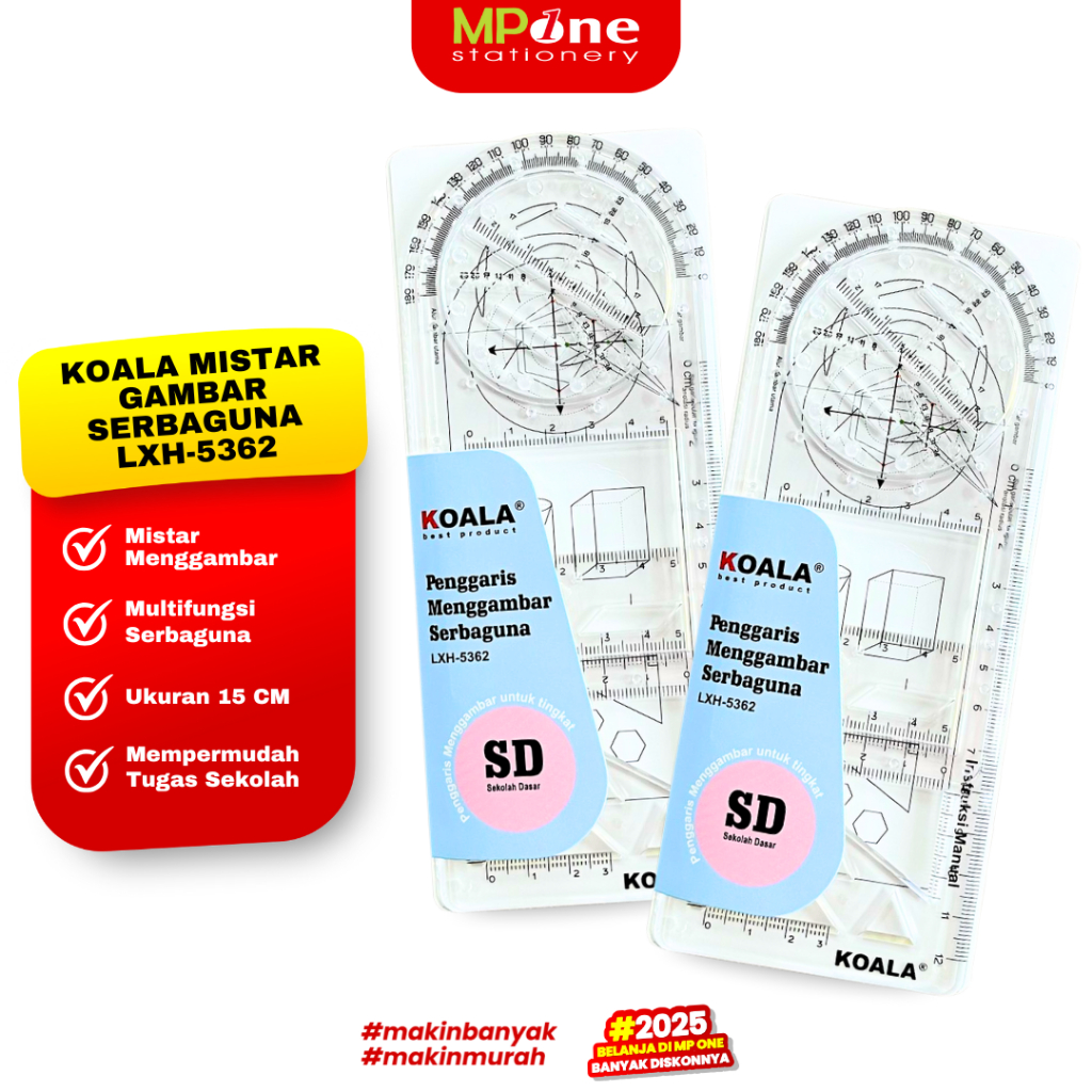 

(1 PCS) Koala Penggaris Gambar Flexible Serbaguna SD LXH-53624 / Mistar Plastik Serbaguna 12cm/ Penggaris Gambar Bentuk Bangun Ruang Serbaguna Koala