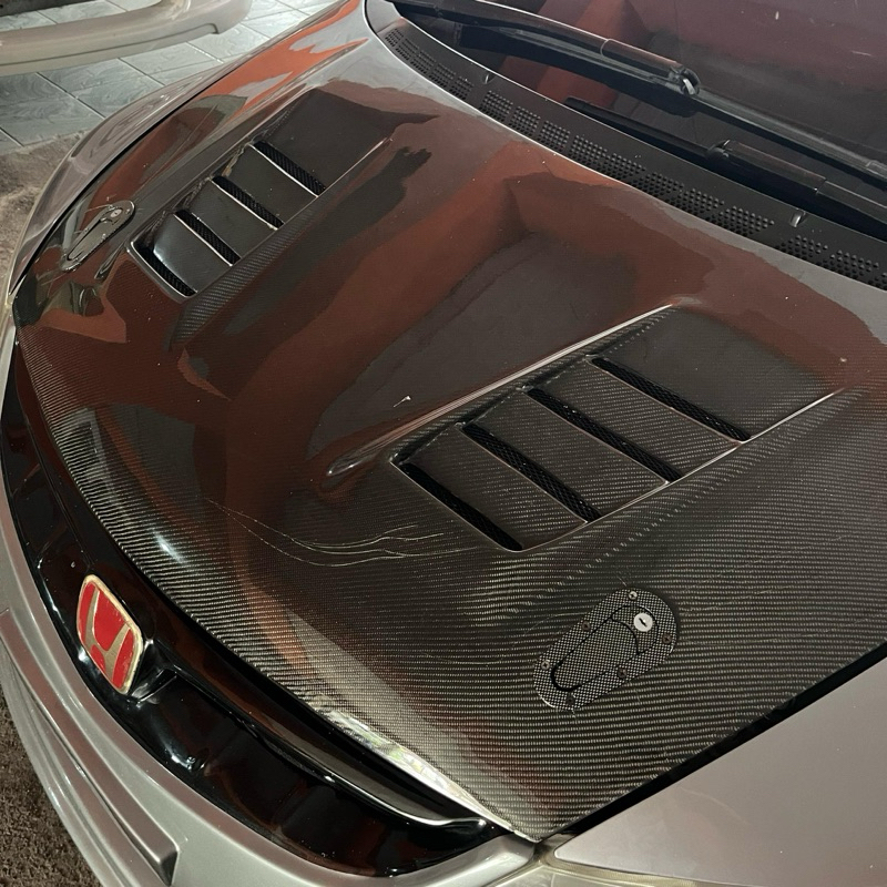 kap mesin civic fd carbon