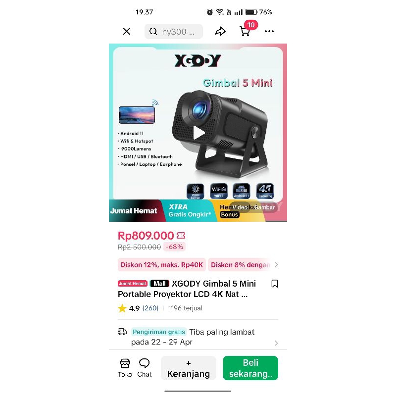 Proyektor Android XGODY Gimbal 5 mini