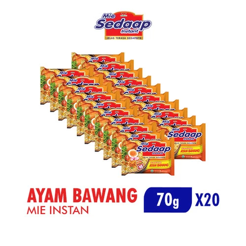 

Mie Sedaap Ayam Bawang 70 gr, isi 20 pcs