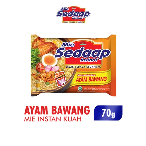 

Mie Sedaap Ayam Bawang 70 gr, isi 1 bungkus