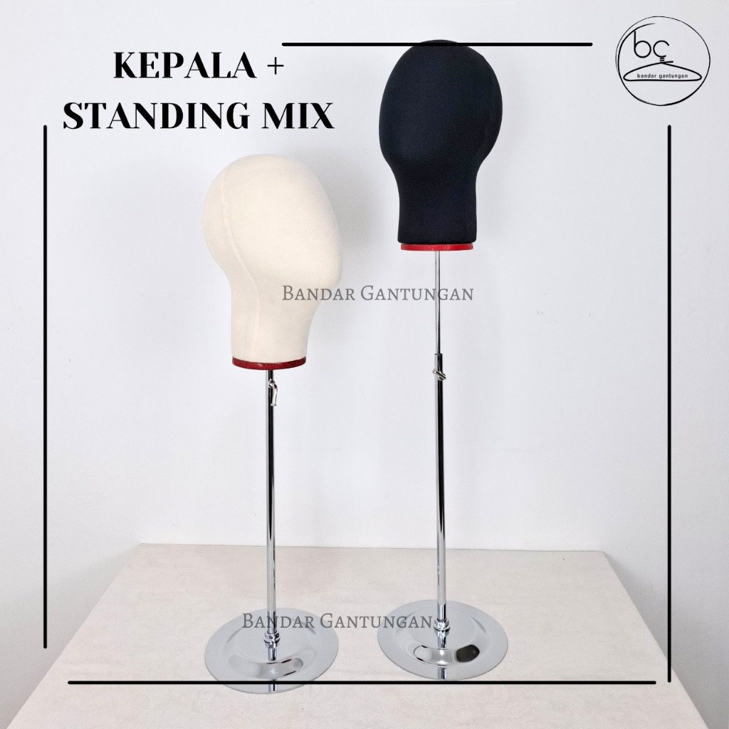 Patung Manekin Kepala Foam Bisa Tusuk Jarum Dengan Stand Untuk pajangan jilbab wig ciput bandana ban